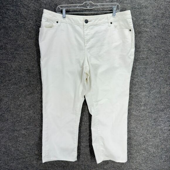 Coldwater Creek Jeans Women 18W Plus White Denim Light Wash Pleated Mid Rise - Picture 1 of 8
